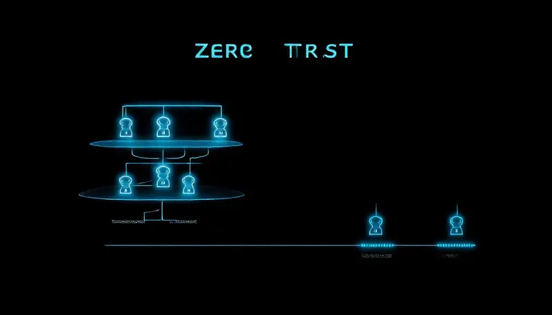 Zero trust network security architecture concept — layered security diagram with micro-segmentation and verification gates